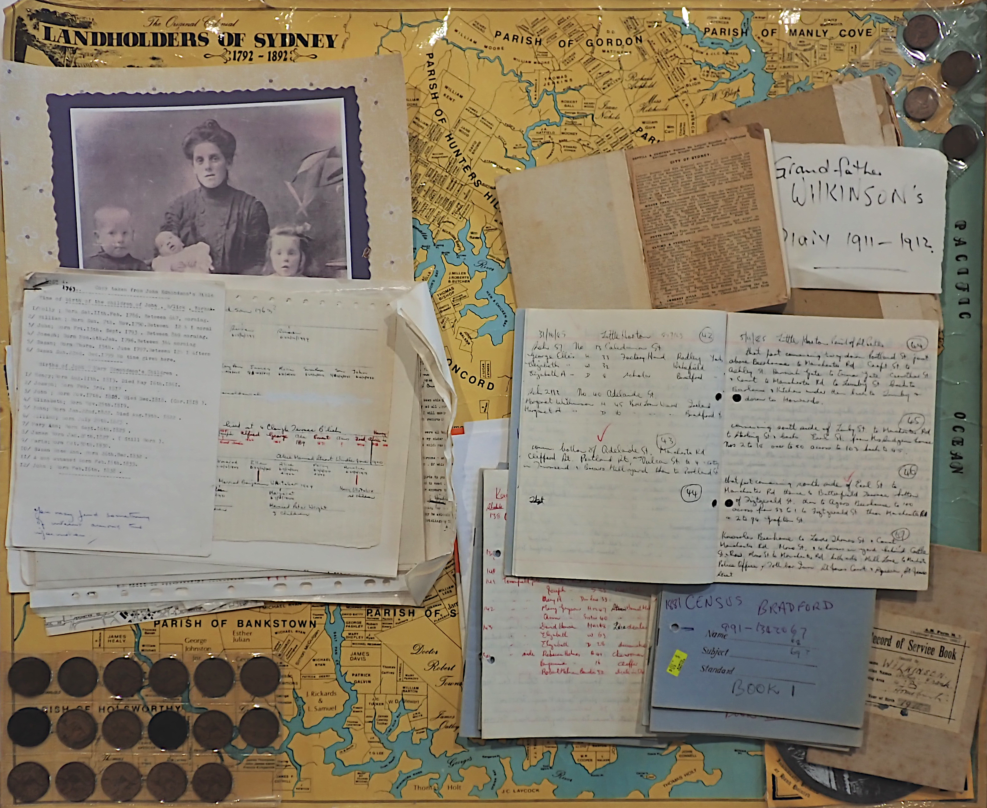photograph of notes and keepsakes