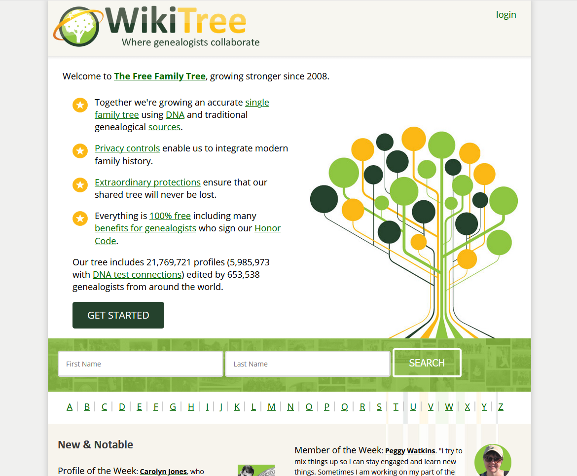 wikitree homepage screenshot